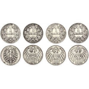 Germany - Empire 4 x 1 Mark 1881 - 1911 E, F, G, J