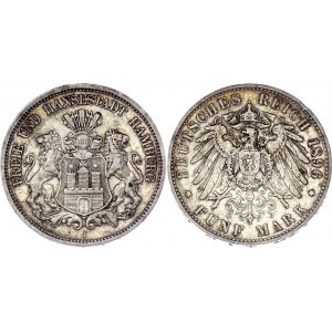 Germany - Empire Hamburg 5 Mark 1896 J