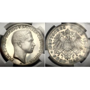 Germany - Empire Saxe-Coburg-Gotha 5 Mark 1907 A PROOF NGC PF 63 CAMEO