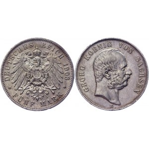 Germany - Empire Saxony-Albertine 5 Mark 1903 E