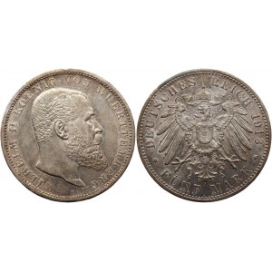 Germany - Empire Württemberg 5 Mark 1913 F