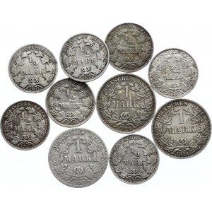 Germany - Empire Lot of 10 Coins 1887 - 1918