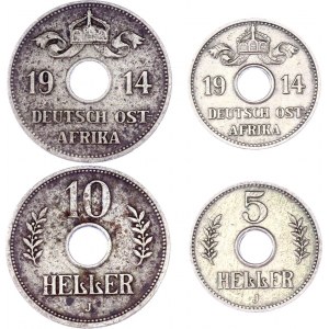 German East Africa 5 & 10 Heller 1914 J