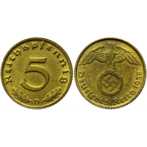 Germany - Third Reich 5 Reichspfennig 1938 D