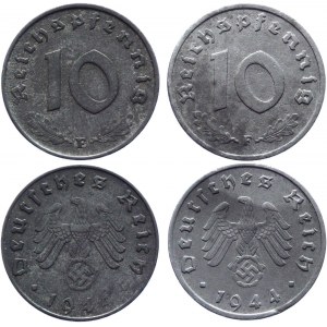 Germany - Third Reich 2 x 10 Reichspfennig 1944 E & F