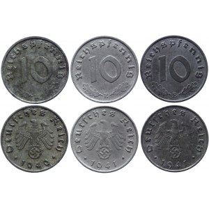 Germany - Third Reich 3 x 10 Reichspfennig 1940 - 1941 E