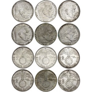 Germany - Third Reich 6 x 2 Reichsmark 1938 A, D, E, F, J