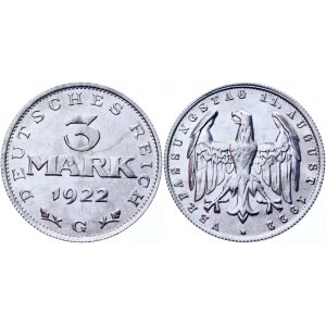 Germany - Weimar Republic 3 Mark 1922 G