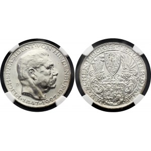 Germany - Weimar Republic Bavaria 5 Reichsmark 1927 D Hindenburg NGC MS 61