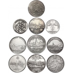Germany Lot of 10 Silver Coins & Medals Replicas 20th Century