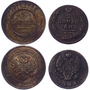 Russia 2 & 5 Kopeks 1814 - 1911
