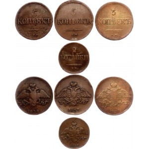 Russia Nicholas I Copper Coins Lot 1831 -1838