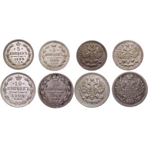 Russia Lot of 4 Silver Coins 1850 - 1909