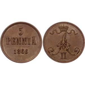 Russia - Finland 5 Pennia 1866