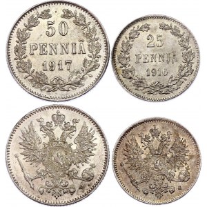 Russia - Finland 25 & 50 Pennia 1916 - 1917