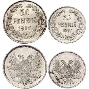 Russia - Finland 25 & 50 Pennia 1917