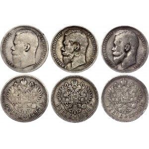 Russia 3 x 1 Rouble 1897 - 1899