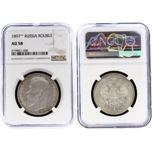 Russia 1 Rouble 1897 ** NGC AU 58