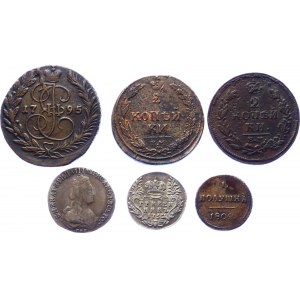 Russia Lot of 6 Coins 1752 - 1813