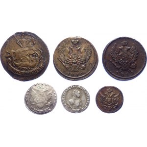 Russia Lot of 6 Coins 1752 - 1813