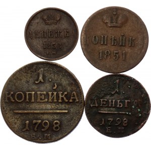 Russia Lot of 4 Coins 1798 -1858