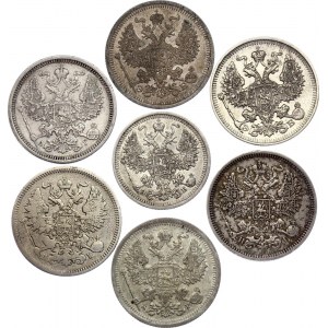 Russia Lot of 7 Coins 1866 - 1910