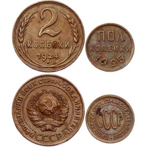 Russia - USSR 1/2 & 2 Kopeks 1924 - 1925