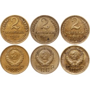 Russia - USSR Lot of 3 Coins 1937-1940
