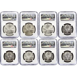 Russia - USSR Set of 8 Silver Coins 1977 - 1978 Moscow Olympics 1980 NGC MS 67-69