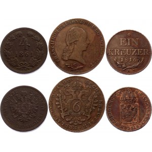 Austria 1 - 4 - 6 Kreuzer 1800 - 1861