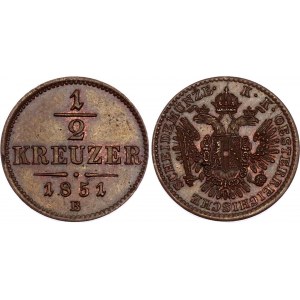 Austria 1/2 Kreuzer 1851 B