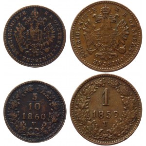 Austria 5/10 & 1 Kreuzer 1859 - 1860 V