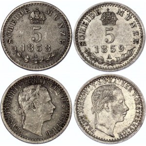 Austria 2 x 5 Kreuzer 1858 - 1859 A