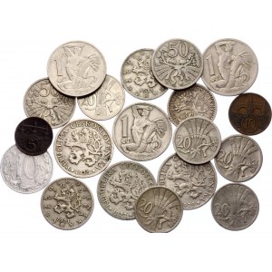 Czechoslovakia Lot of 19 Coins 1921 - 1955