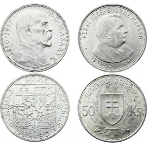 Czechoslovakia & Slovakia Lot of 2 Coins 1937 - 1944