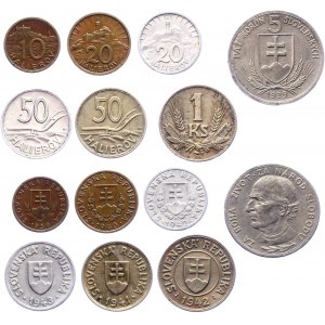 Slovakia Lot of 7 Coins 1939 - 1943