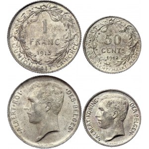 Belgium 50 Centimes & 1 Franc 1912 - 1913