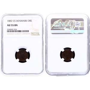 Denmark 1 Ore 1882 CS NGC AU 55 BN