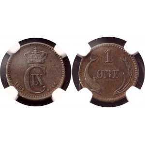 Denmark 1 Ore 1882 CS NGC AU 55 BN