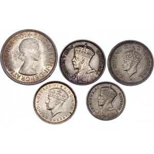 World Lot of 5 Silver Coins 1933 -1960