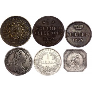 World Nice Lot of 6 Coins 1763 - 1941
