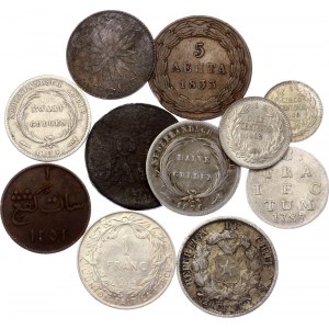 World Lot of 11 Coins 1787 - 1914