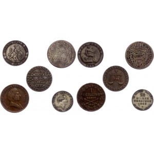 World Lot of 5 Coins 1700 - 1870