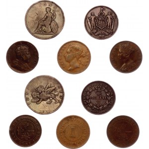 World Lot of 5 Coins 1819 - 1905