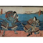 Utagawa Kunisada, Kumagaya Jirō Naozane i Mukan no Tayū Atsumori - dyptyk