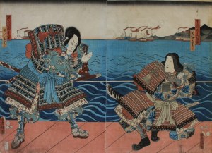 Utagawa Kunisada, Kumagaya Jirō Naozane i Mukan no Tayū Atsumori - dyptyk