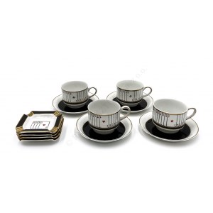 Bridge service: 4 cups with saucers+4 ashtrays