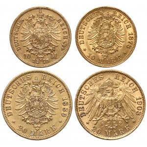 Prusy 10 i 20 marek 1873-1908 zestaw (4szt)