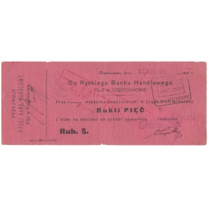 Częstochowa, Ryski Bank Handlowy 5 rubli 1914