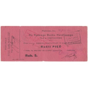 Częstochowa, Ryski Bank Handlowy 5 rubli 1914